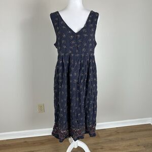 Vintage 90s L Capacity Paisley Floral Jumper Dress Cottagecore Soft Grunge Midi